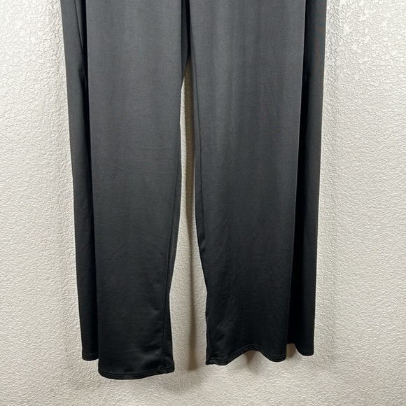 Forever 21 Black Elastic Waist Wide Leg Slit Pants with Front Tie Size Large - Picture 3 of 9